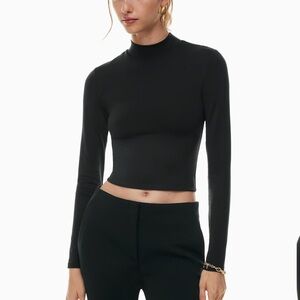 Babaton Contour Mockneck Longsleeve Shirt Black High Neck Small Top